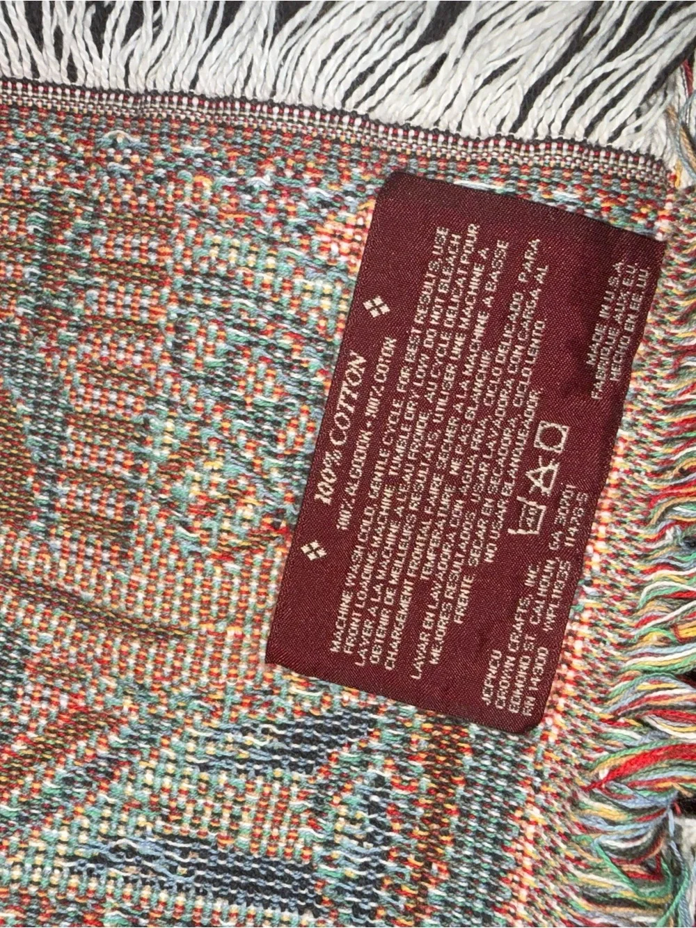 Egyptian theme Turquoise Brown lap Tapestry - crown crafts woven blanket